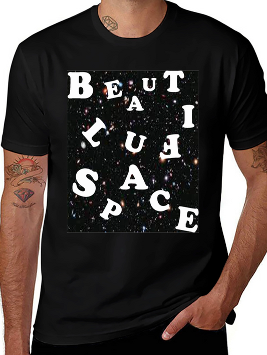 Beautiful Space Graphic Tee - Black Cotton Blend