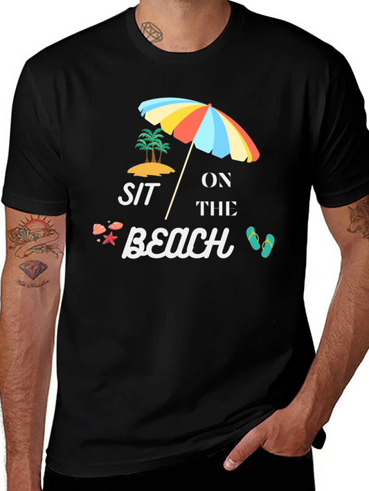 Sit On The Beach Black Graphic Tee