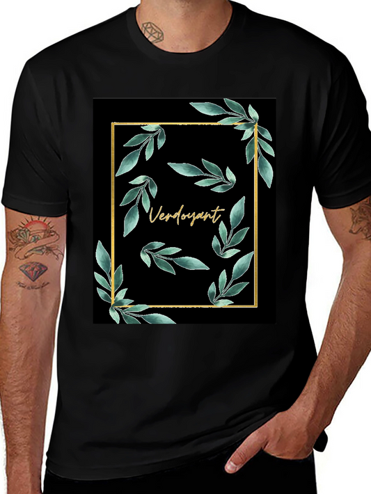 Verdoyant Black T-Shirt with Floral Gold Frame