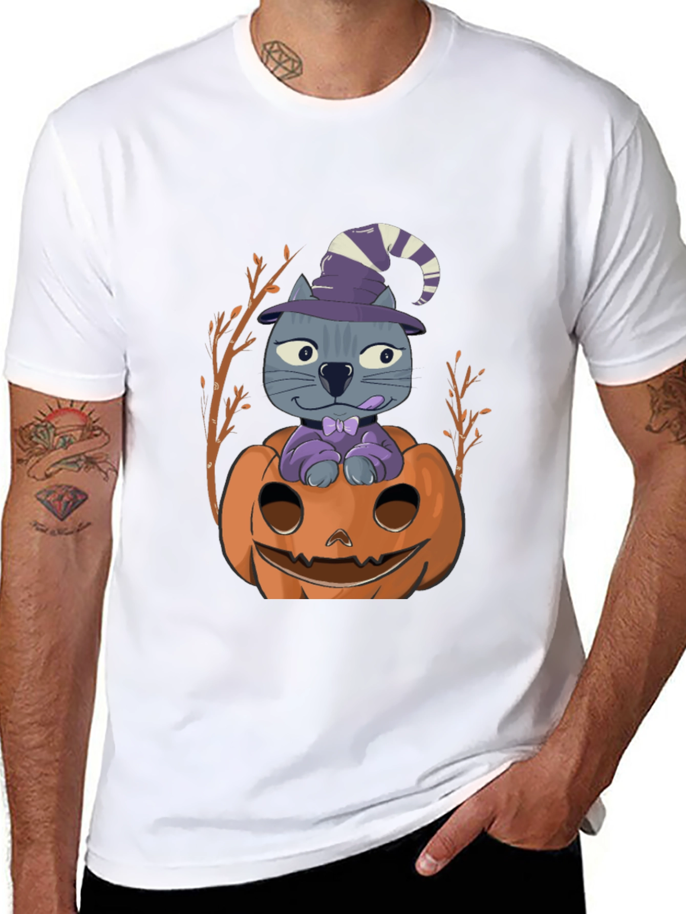 Halloween Cat in Pumpkin T-Shirt