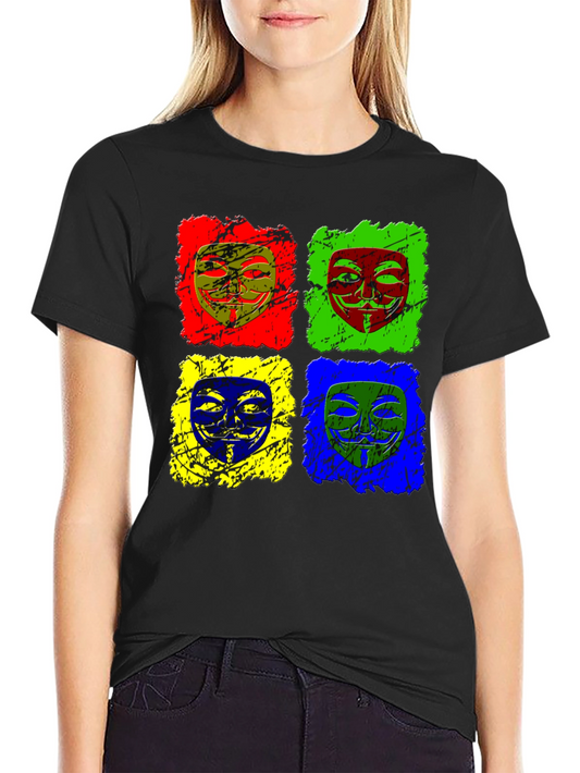 Anonymous Mask Pop Art Graphic Tee