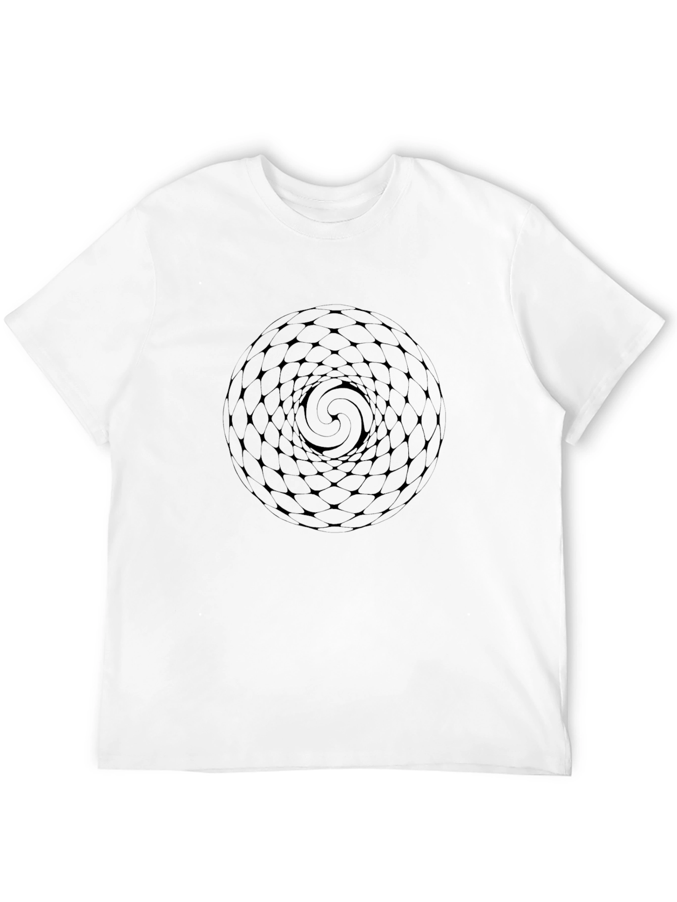 Geometric Spiral Graphic Tee - Black Cotton Comfort