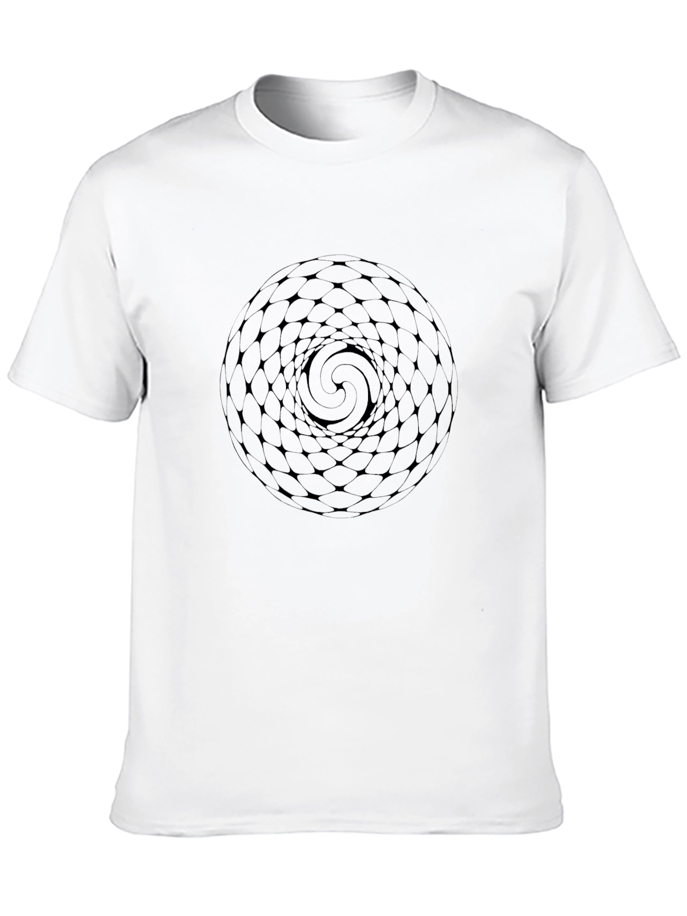 Geometric Spiral Graphic Tee - Black Cotton Comfort