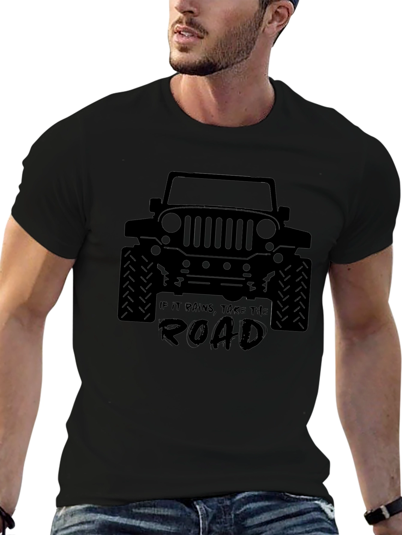 Black Take The Road Jeep T-Shirt