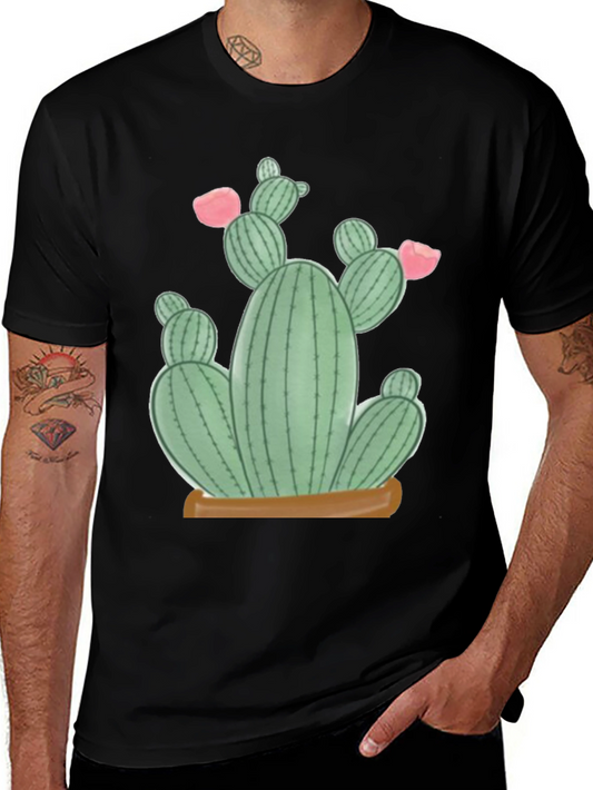 Cactus Graphic Tee - Black Cotton T-Shirt