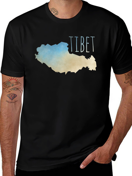 Tibet Map Graphic T-Shirt - Black