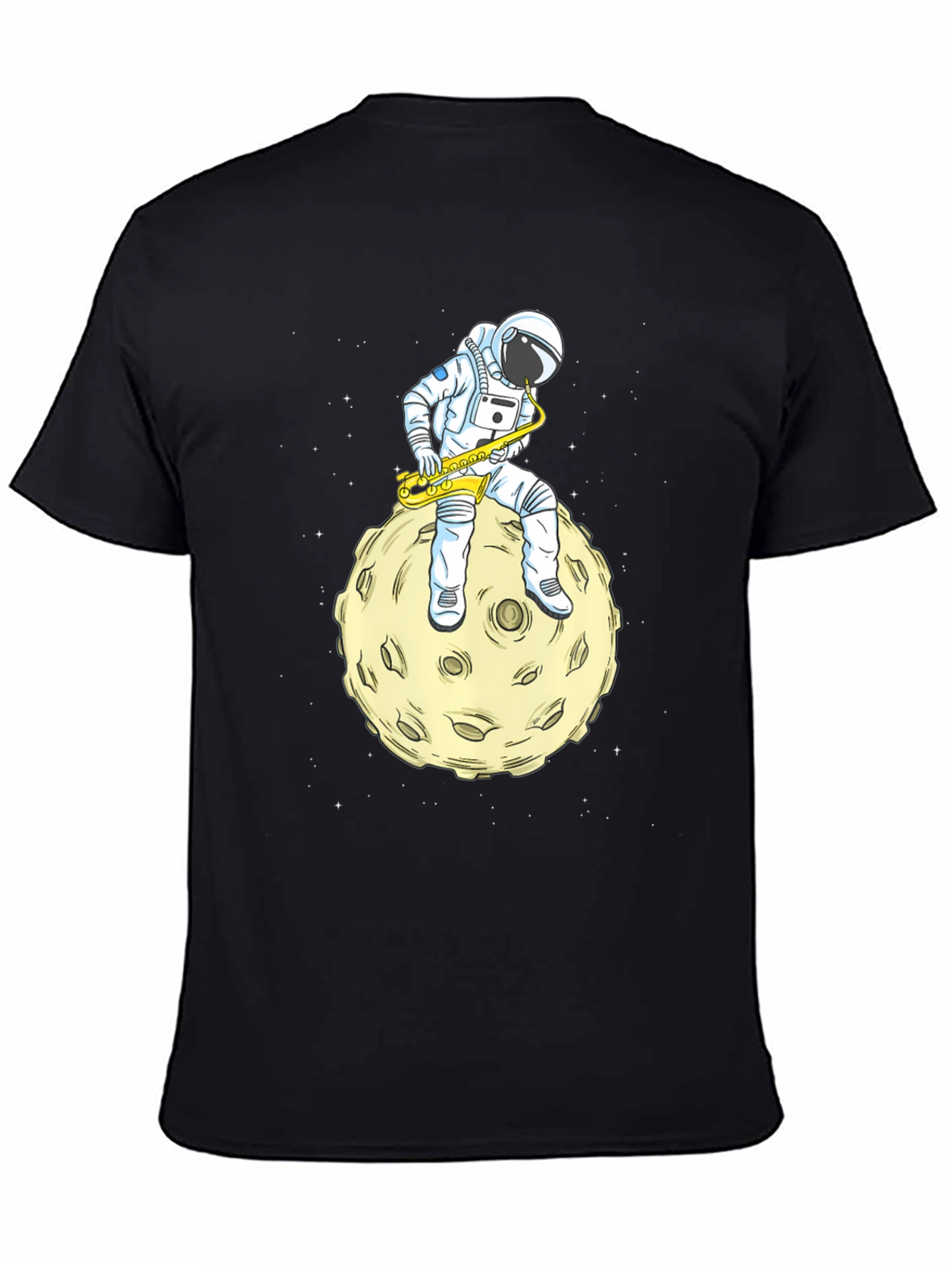 Astronaut Sax Moon Black T-Shirt