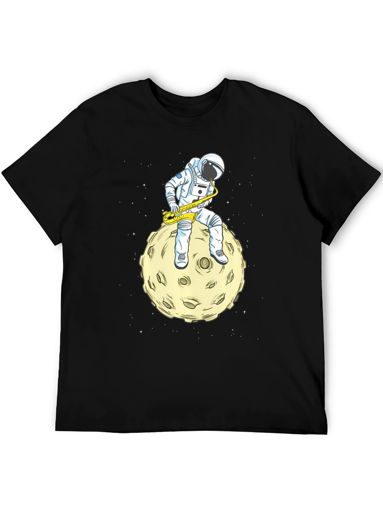 Astronaut Sax Moon Black T-Shirt