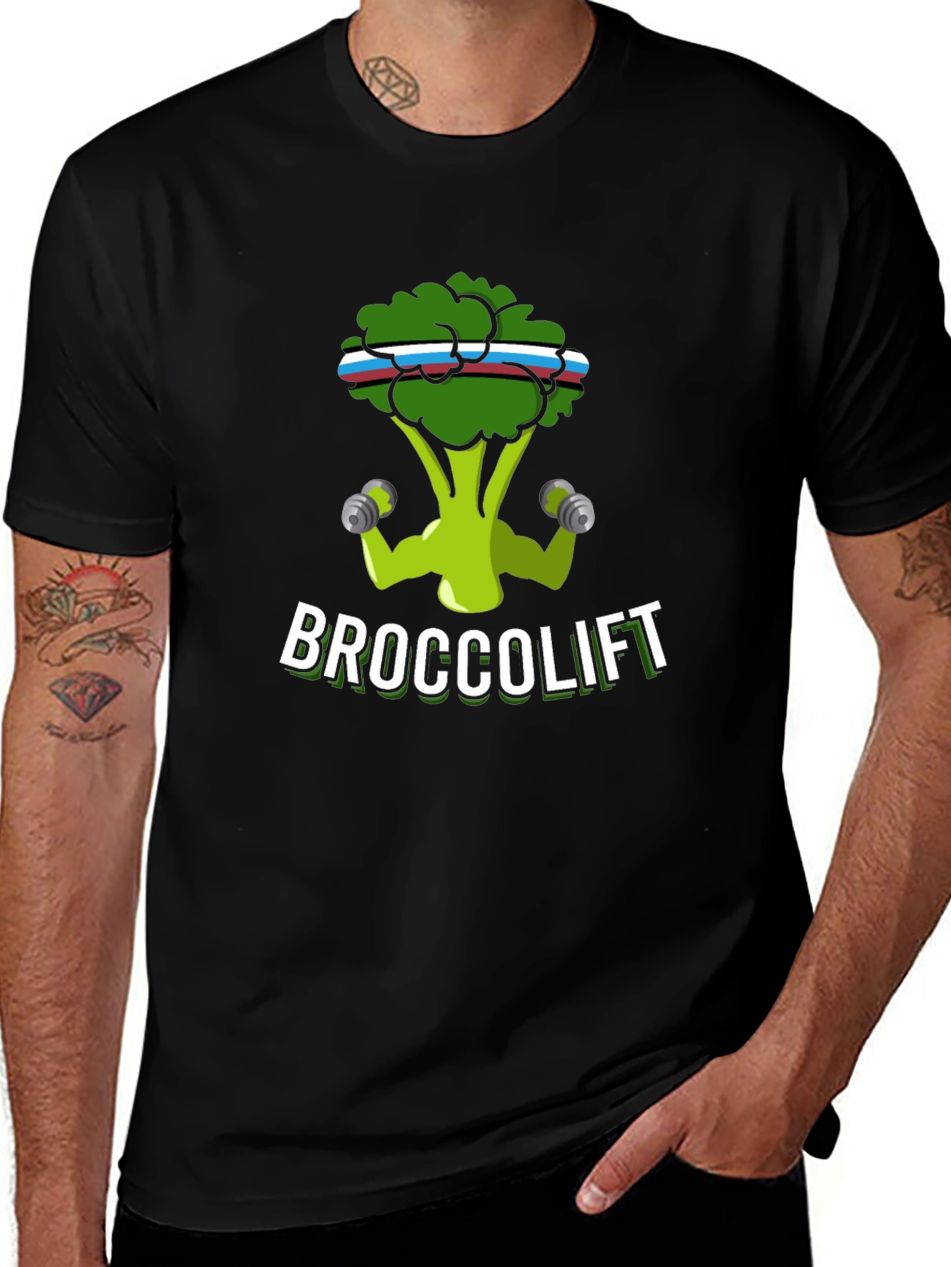 Broccolift Black T-Shirt - Funny Gym Workout Tee