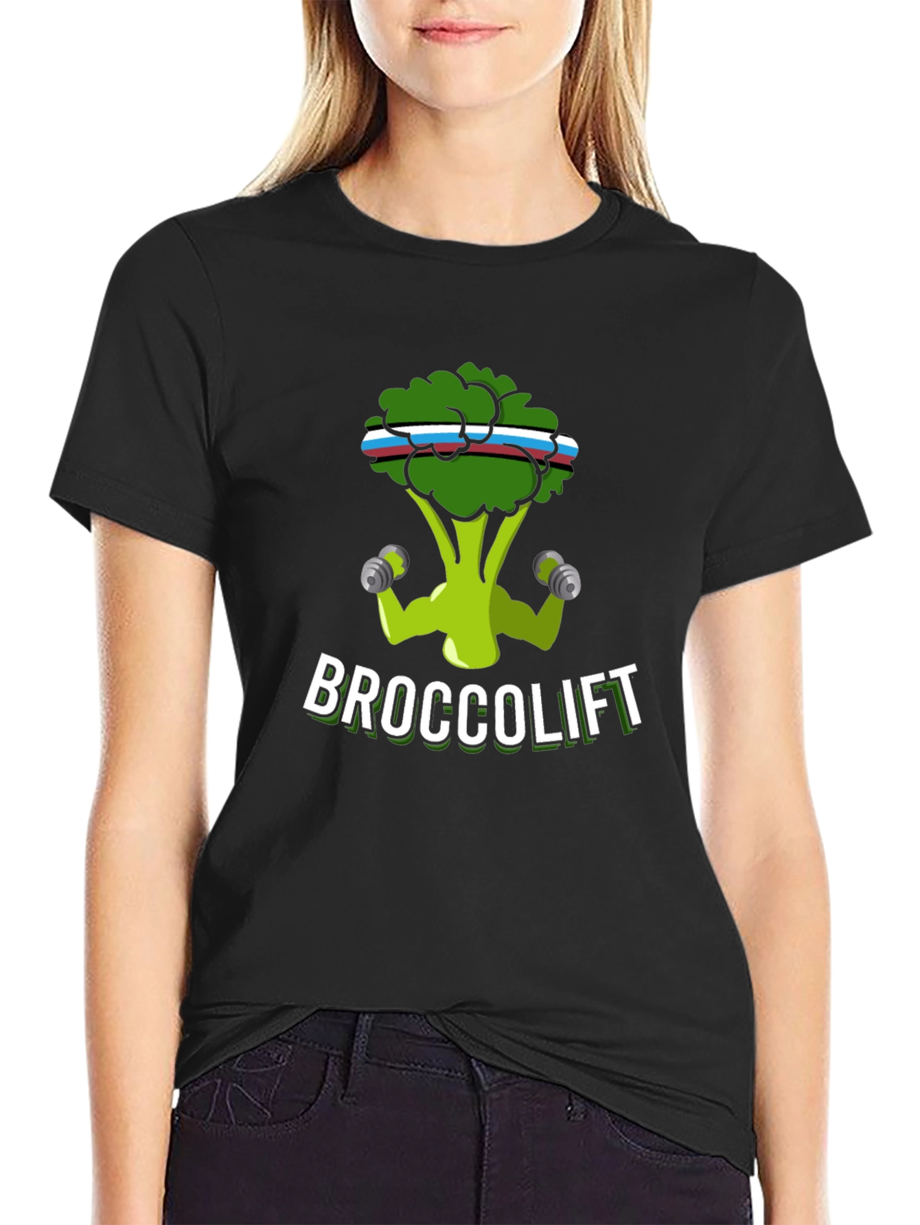 Broccolift Black T-Shirt - Funny Gym Workout Tee