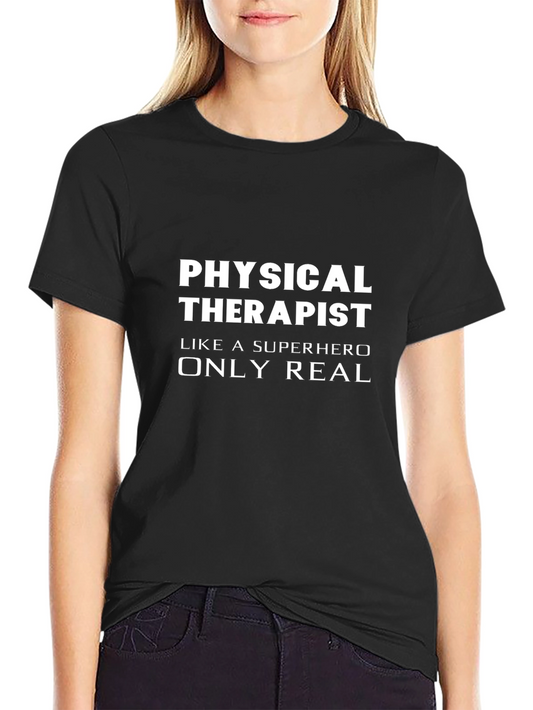 Physical Therapist Superhero Black Graphic T-Shirt