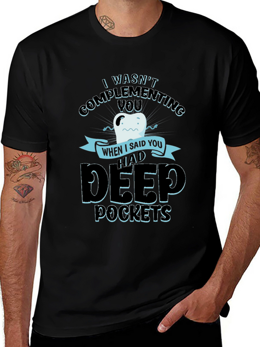 Funny Dental Deep Pockets Black T-Shirt