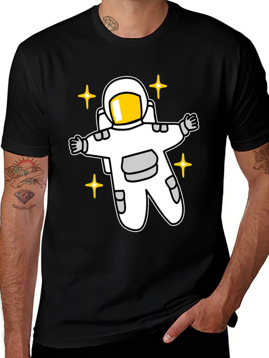 Astronaut Graphic T-Shirt - Black Cotton Blend