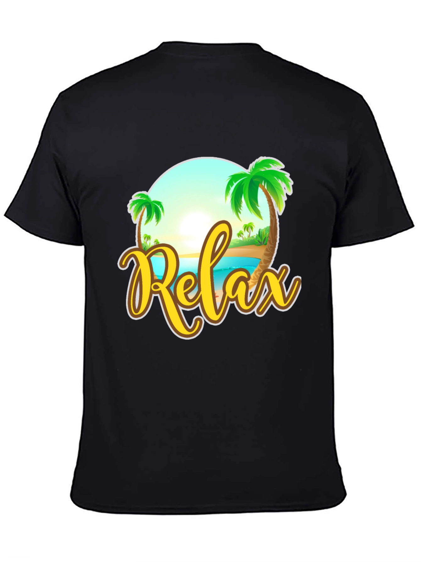 Relax Beach Graphic Black T-Shirt