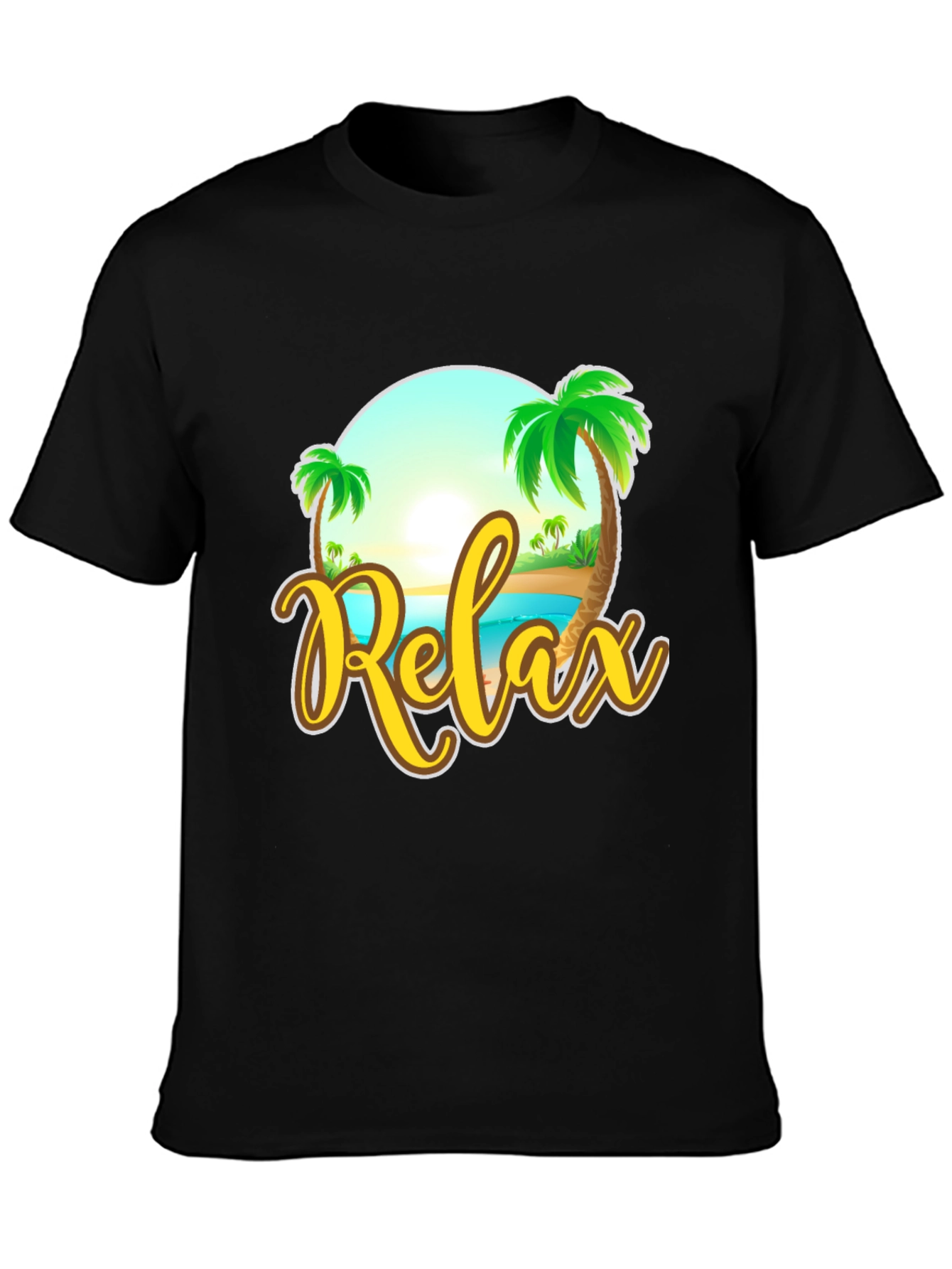 Relax Beach Graphic Black T-Shirt