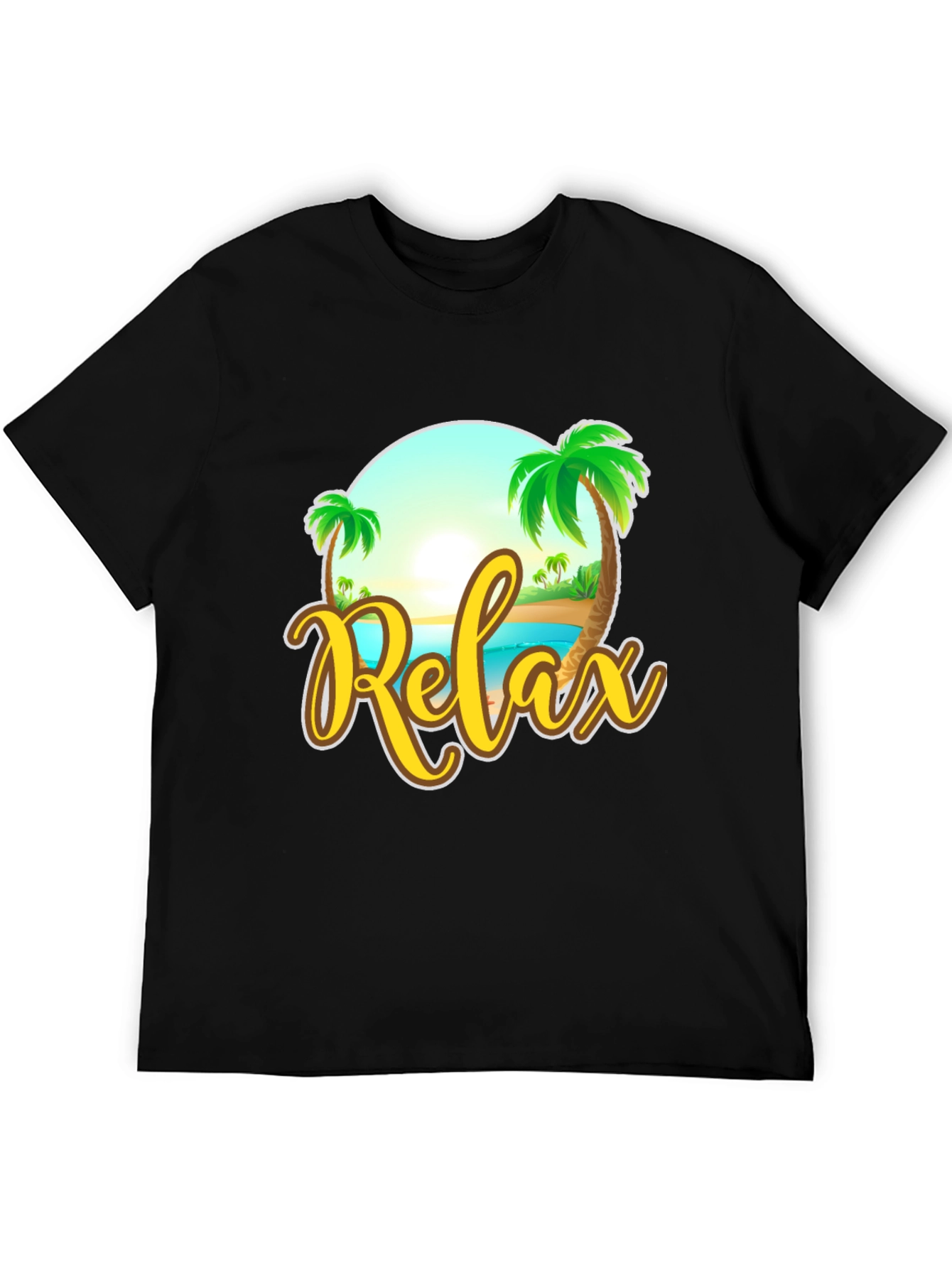 Relax Beach Graphic Black T-Shirt
