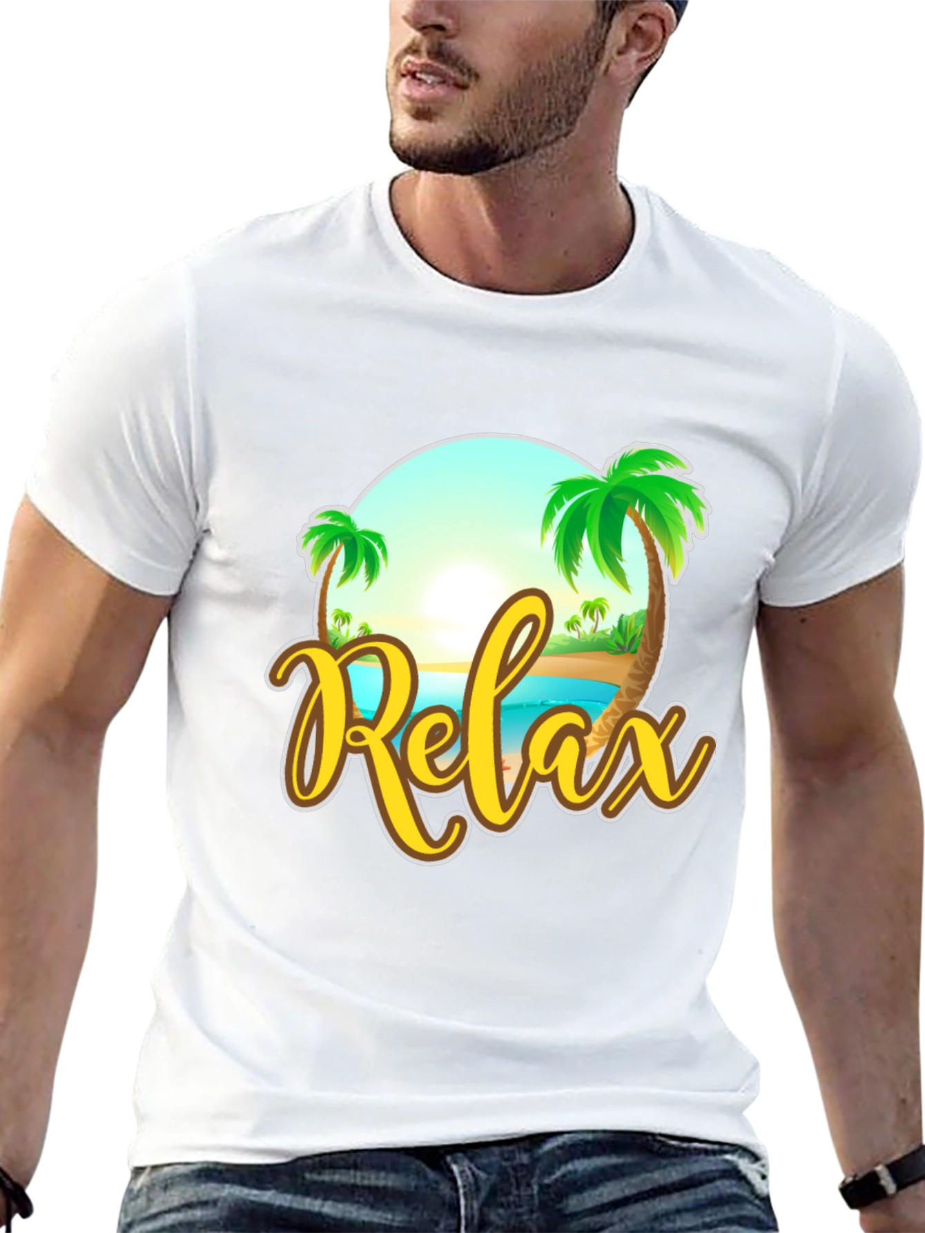 Relax Beach Graphic Black T-Shirt