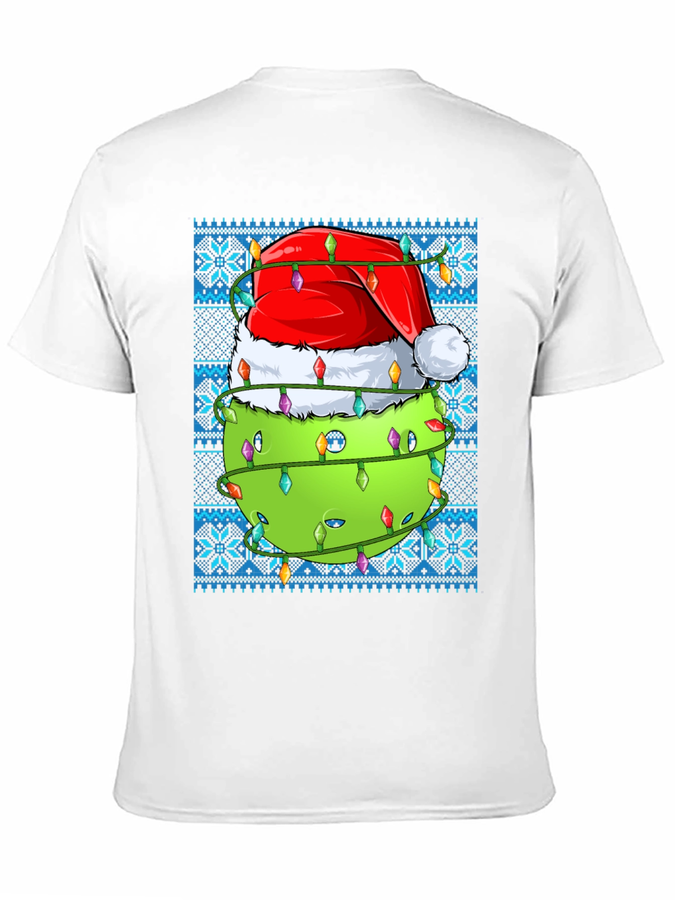 Pickleball Christmas T-Shirt - Santa Hat & Lights