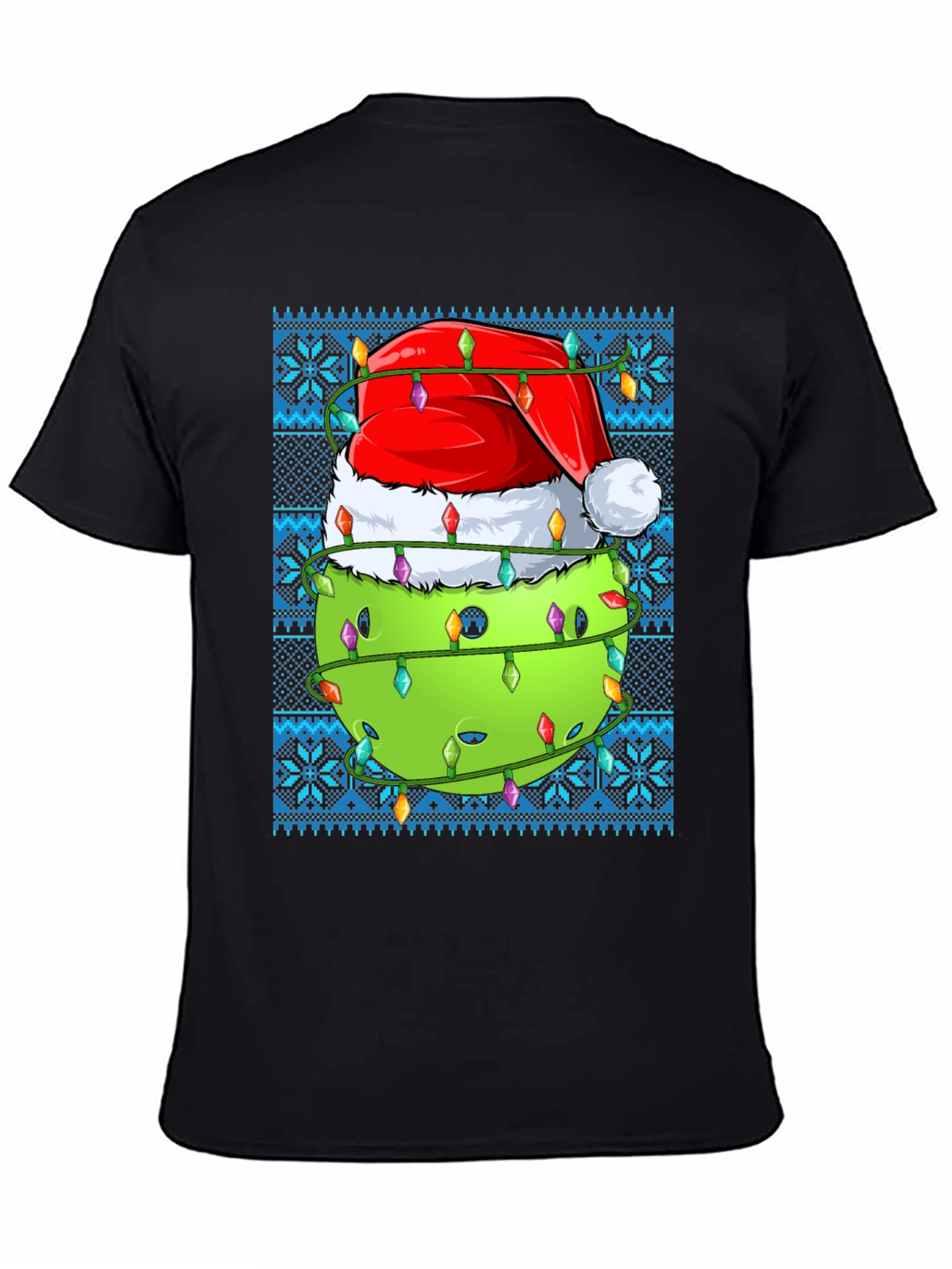 Pickleball Christmas T-Shirt - Santa Hat & Lights