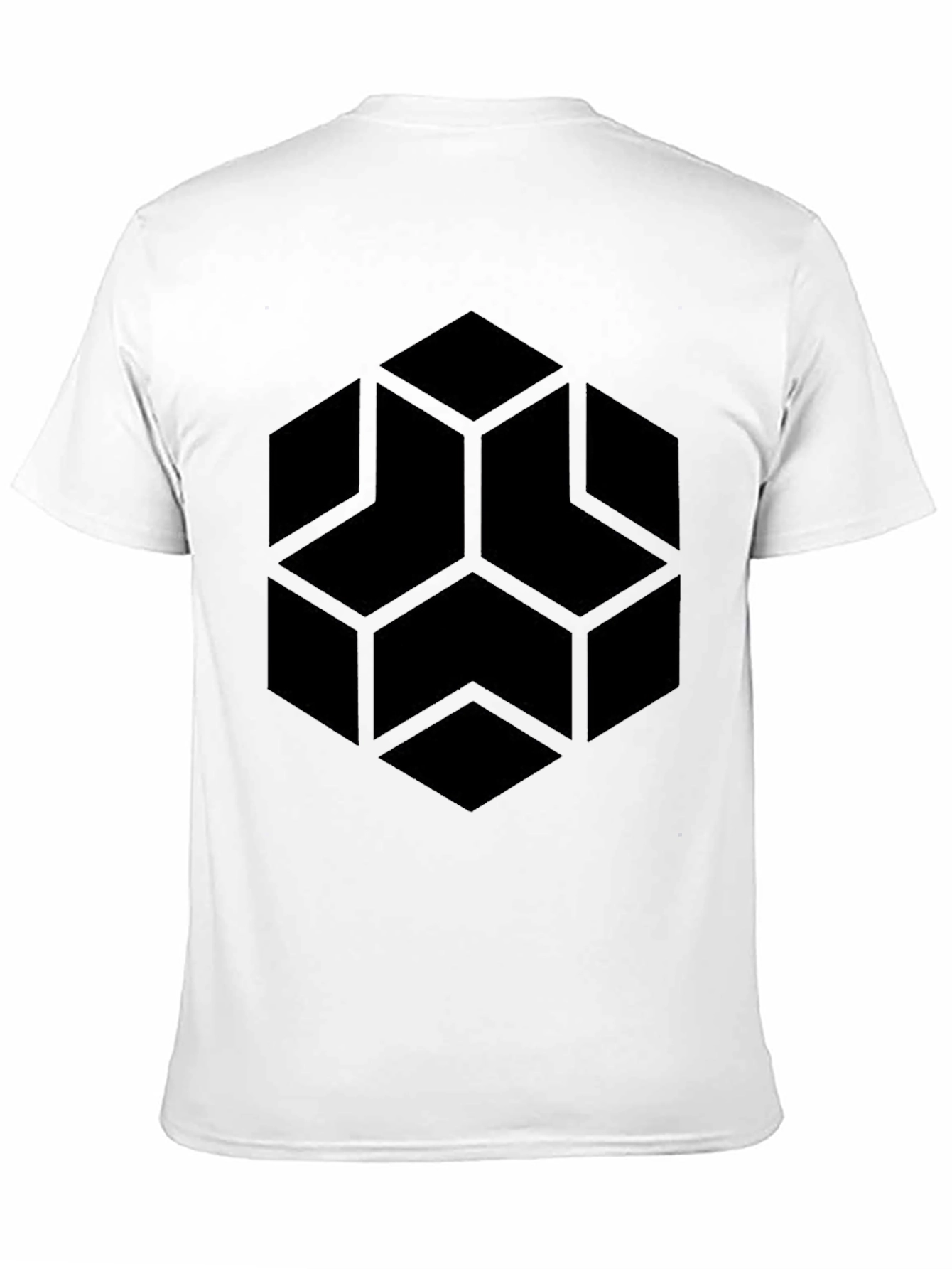 Geometric Hexagon Graphic Black T-Shirt