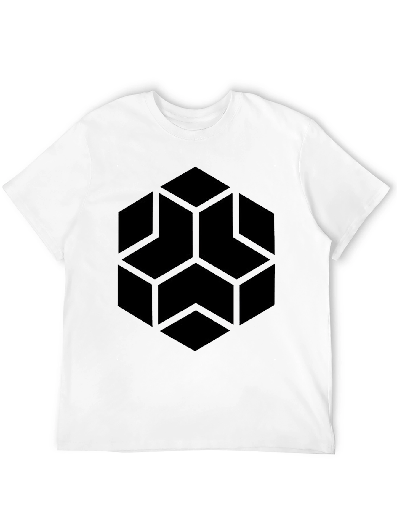 Geometric Hexagon Graphic Black T-Shirt