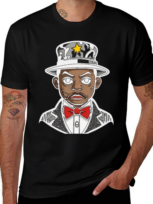Dapper Cartoon Graphic Tee - Stylish Black T-Shirt