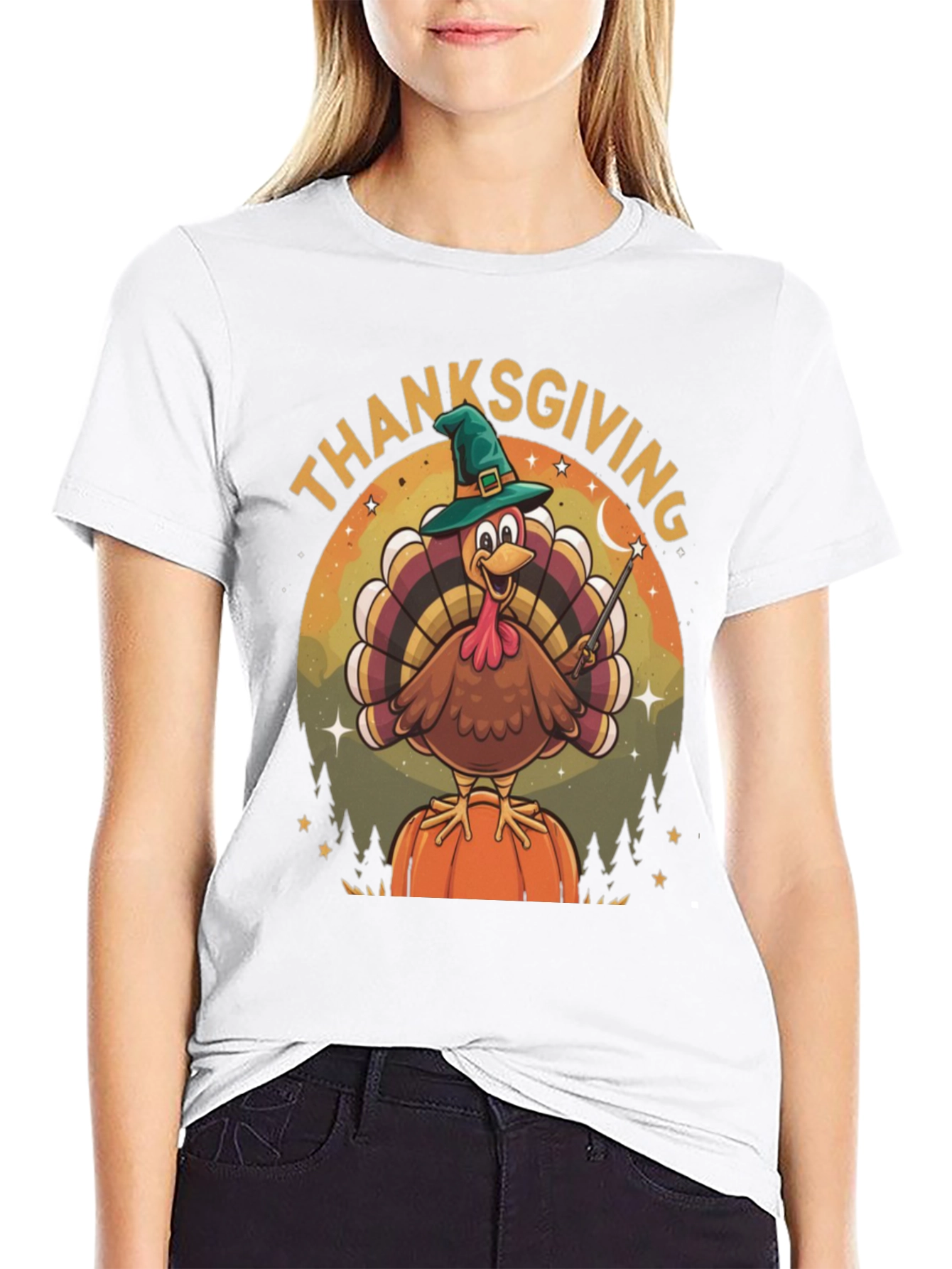 Thanksgiving Turkey Wizard Graphic T-Shirt