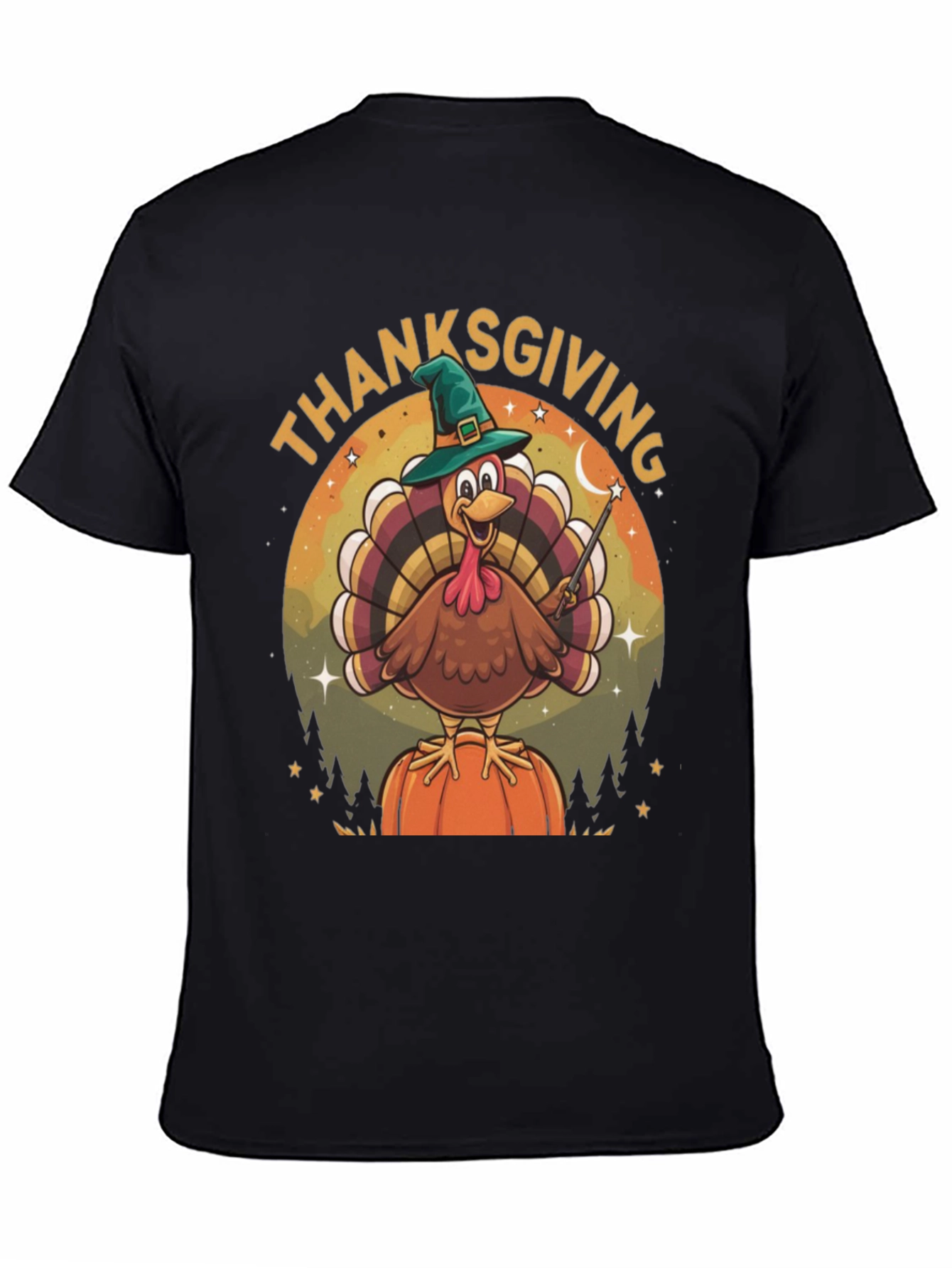 Thanksgiving Turkey Wizard Graphic T-Shirt