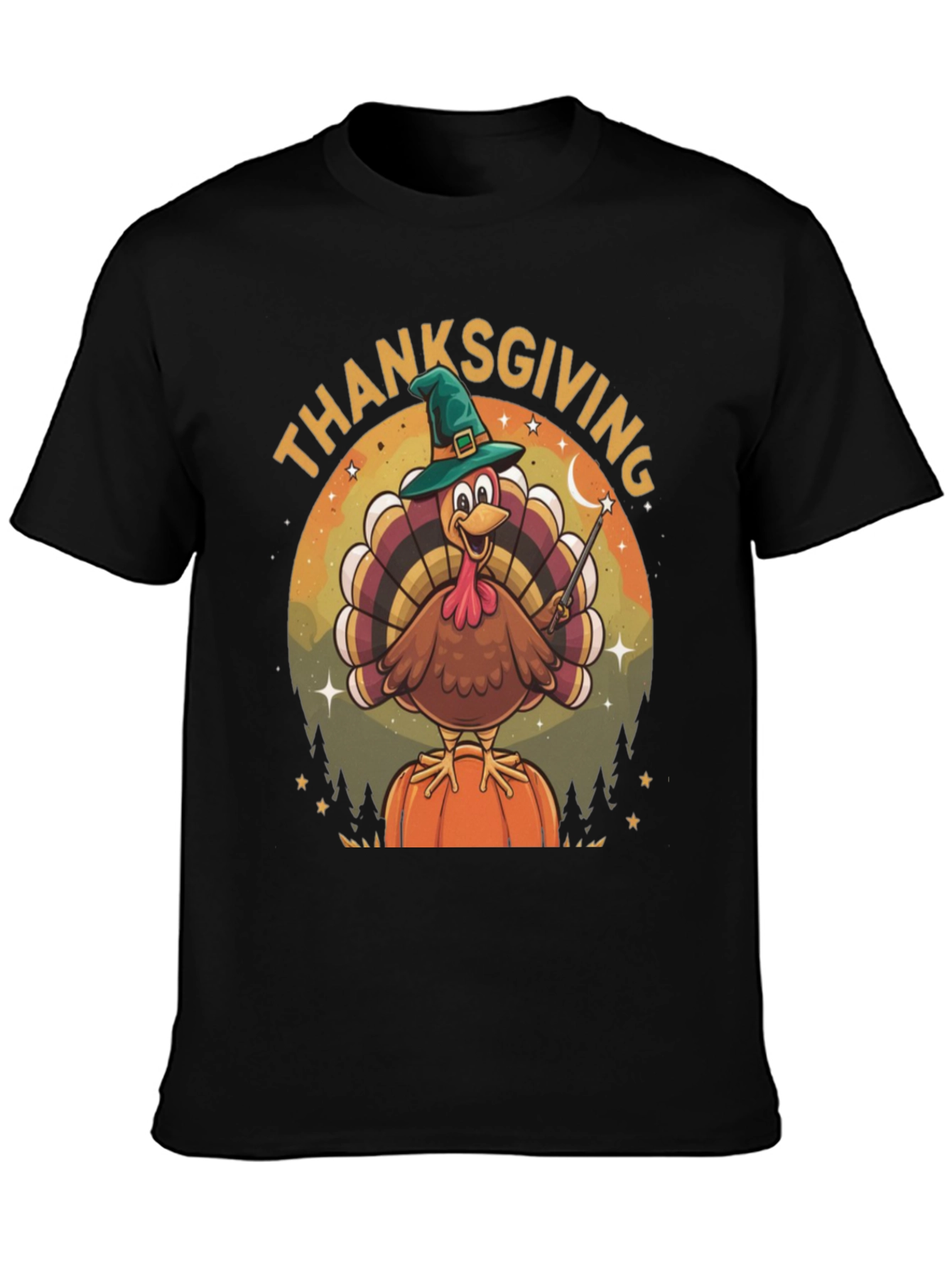 Thanksgiving Turkey Wizard Graphic T-Shirt
