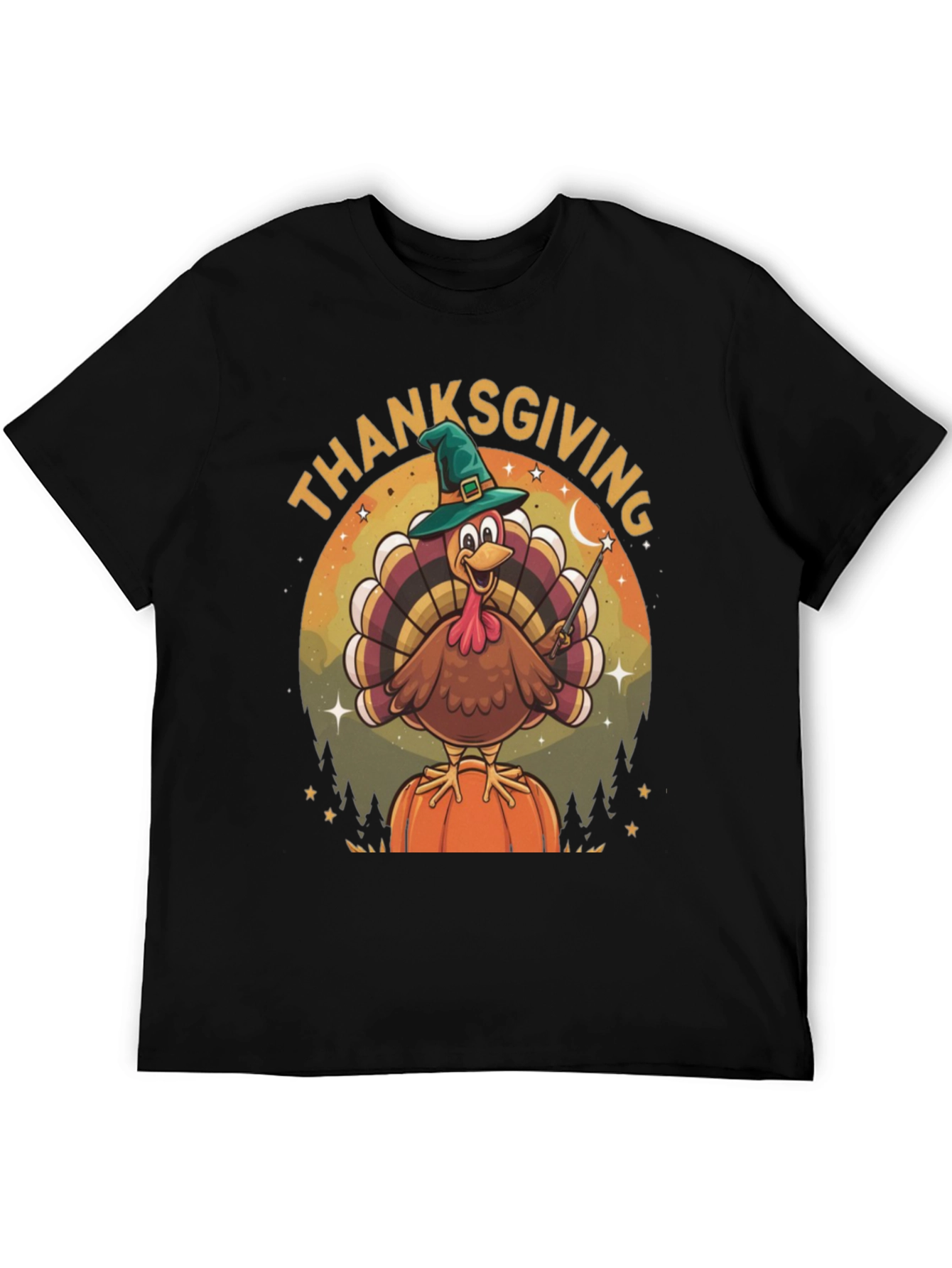 Thanksgiving Turkey Wizard Graphic T-Shirt