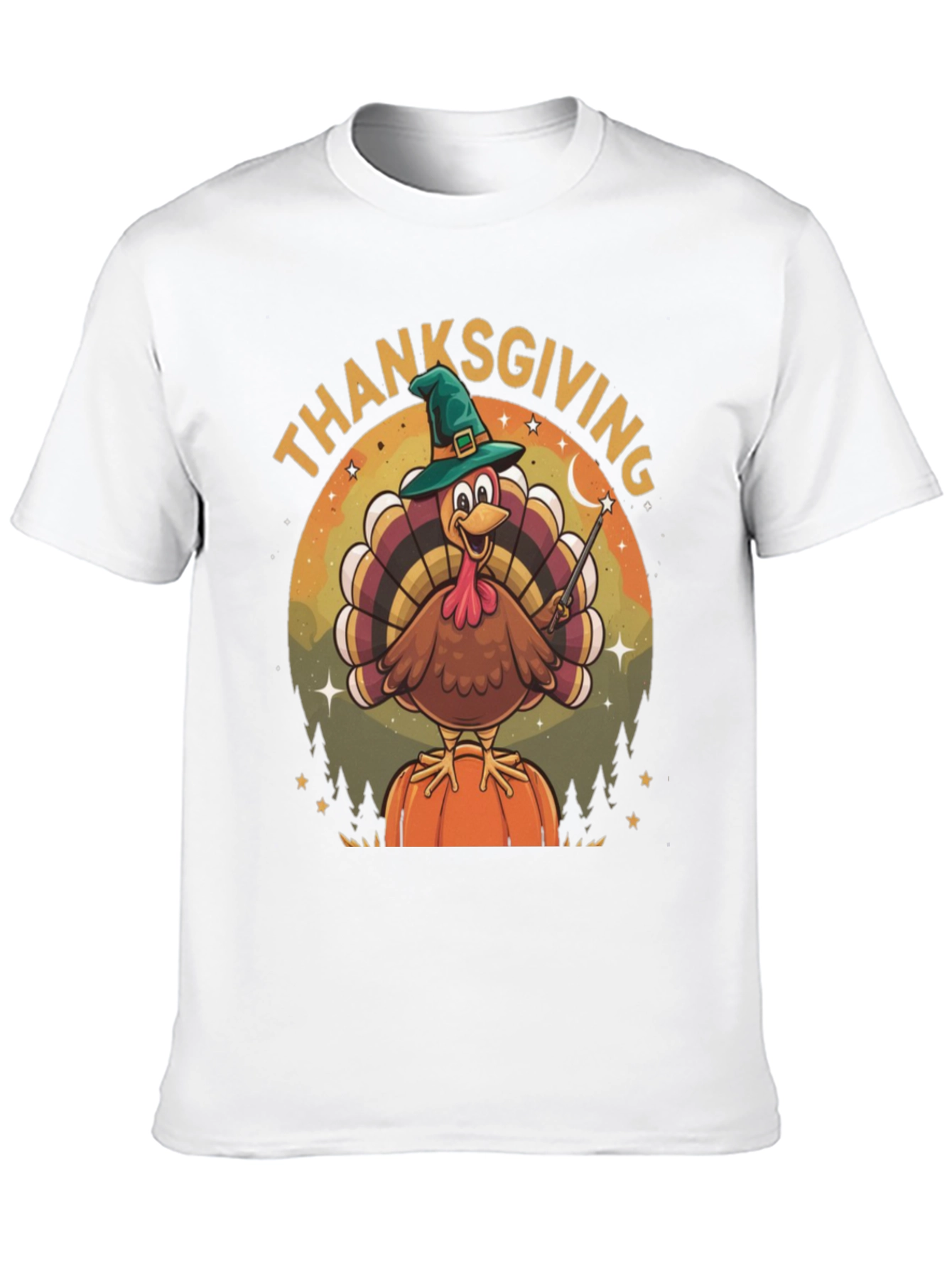 Thanksgiving Turkey Wizard Graphic T-Shirt