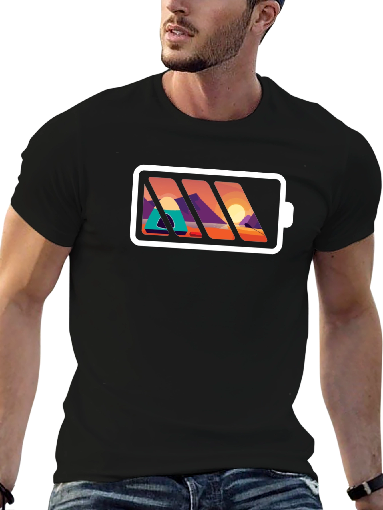 Nature Battery T-Shirt - Mens Black Graphic Tee