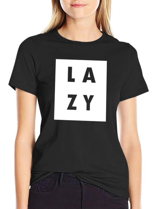 Lazy Graphic Tee - Black Crew Neck Casual T-Shirt