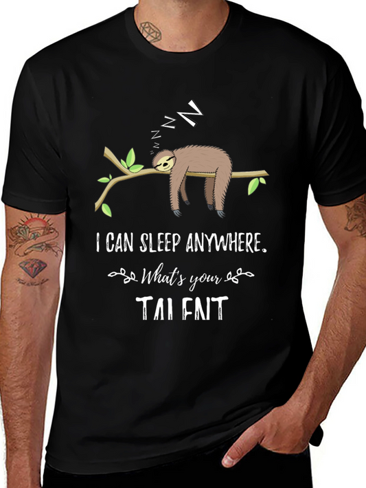 Funny Sloth Sleeping T-Shirt - I Can Sleep Anywhere