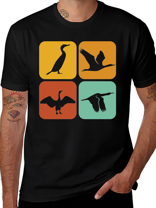 Retro Cormorant Bird Silhouette Graphic Tee