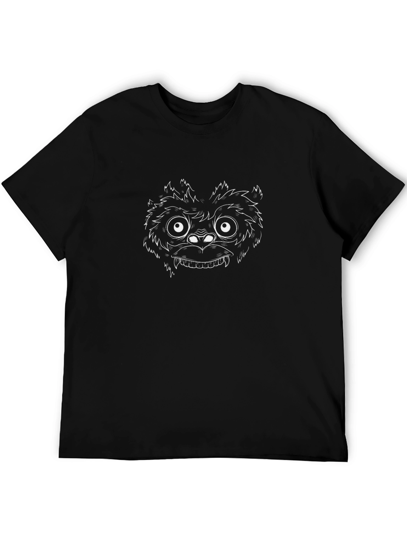 Monster Face Graphic Tee - Soft Black Cotton T-Shirt