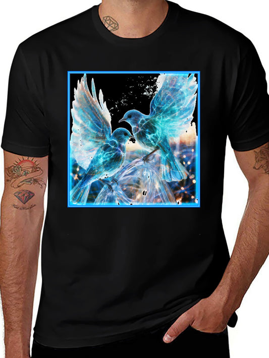 Neon Birds Graphic Tee - Unisex Black T-Shirt