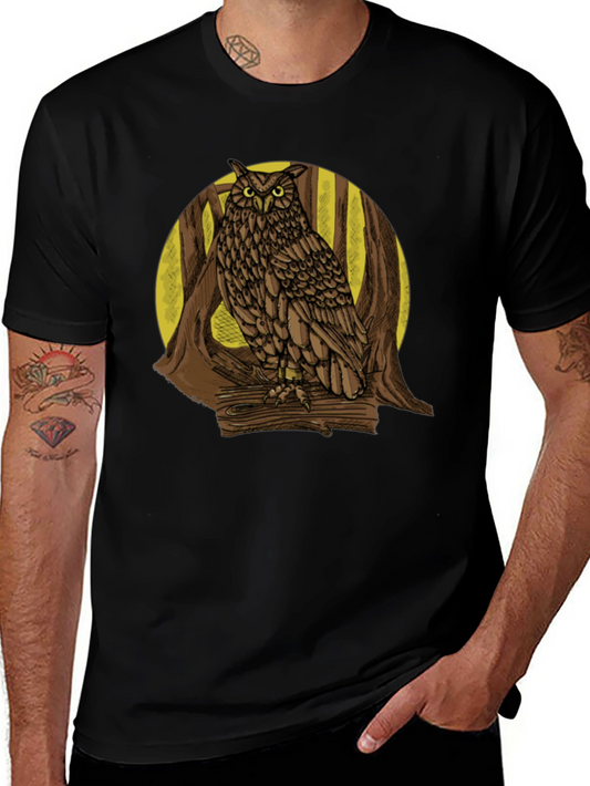 Owl Forest Black T-Shirt