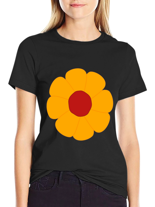 Black T-Shirt with Bold Flower Graphic