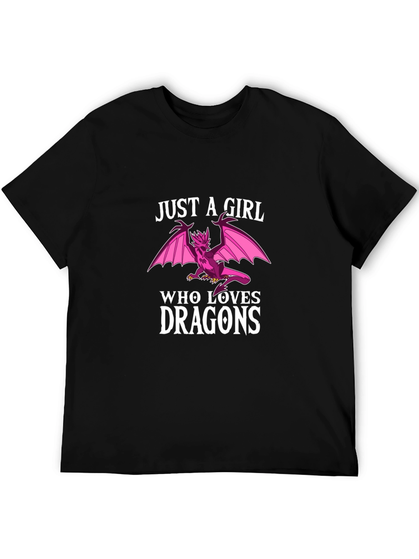 Girl Who Loves Dragons Black Graphic Tee