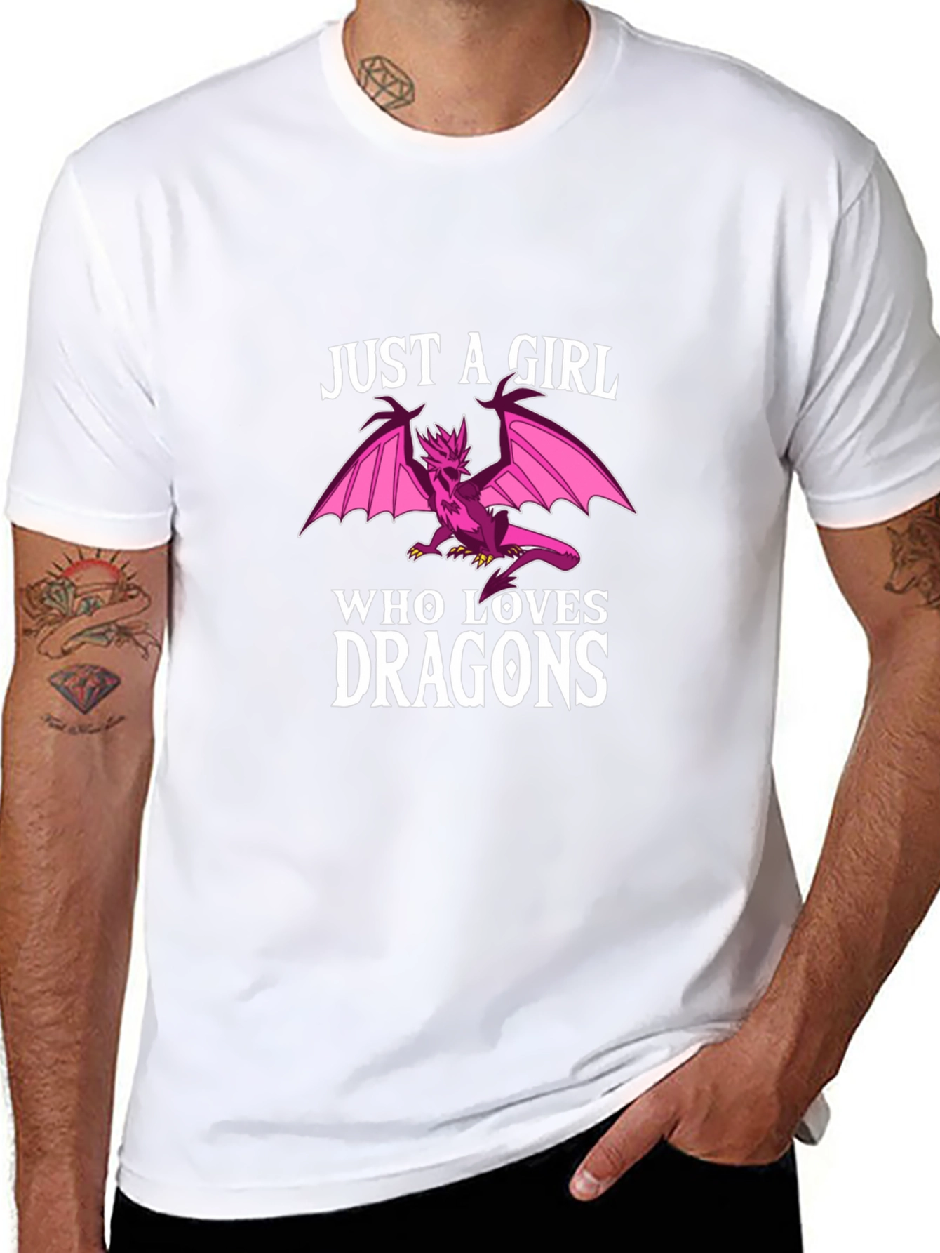 Girl Who Loves Dragons Black Graphic Tee