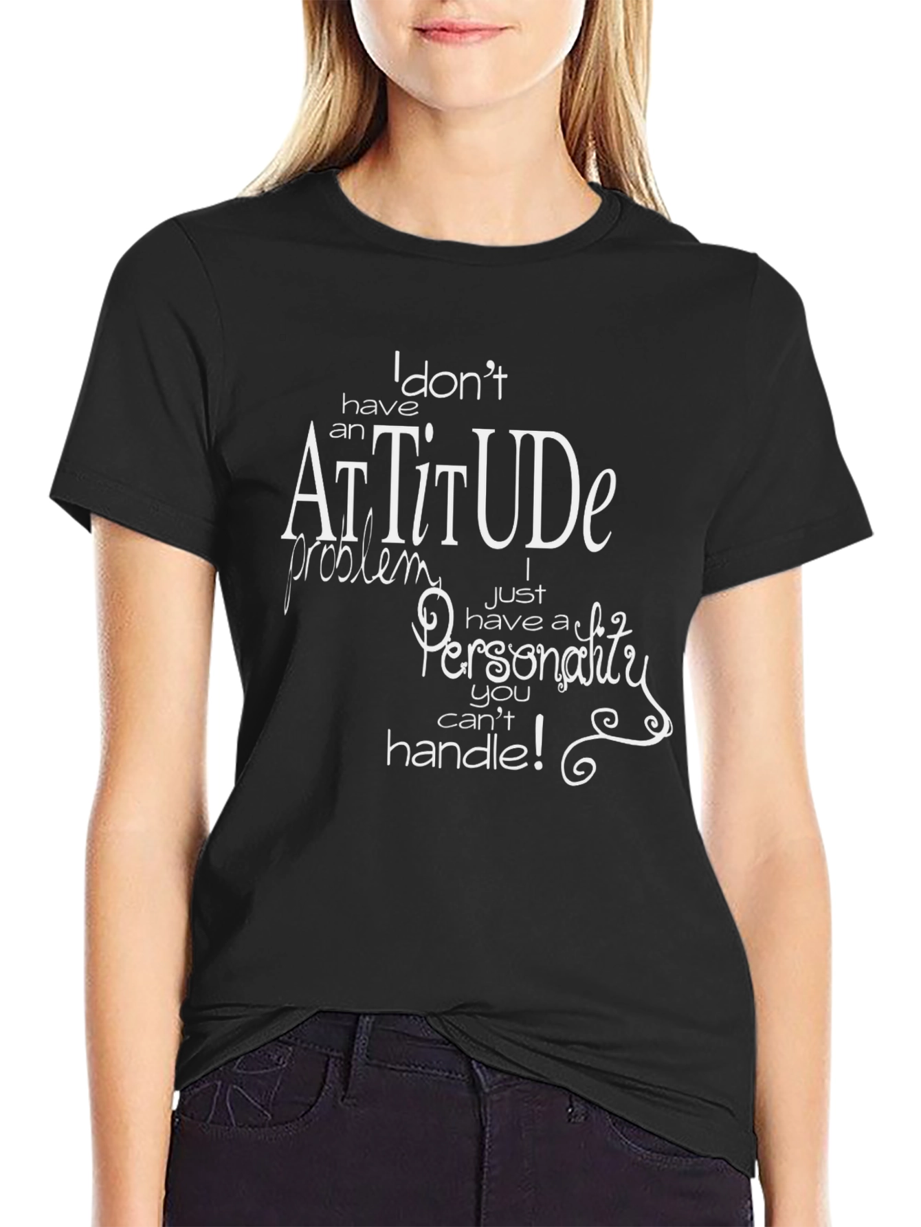 Attitude Personality Graphic T-Shirt - Black