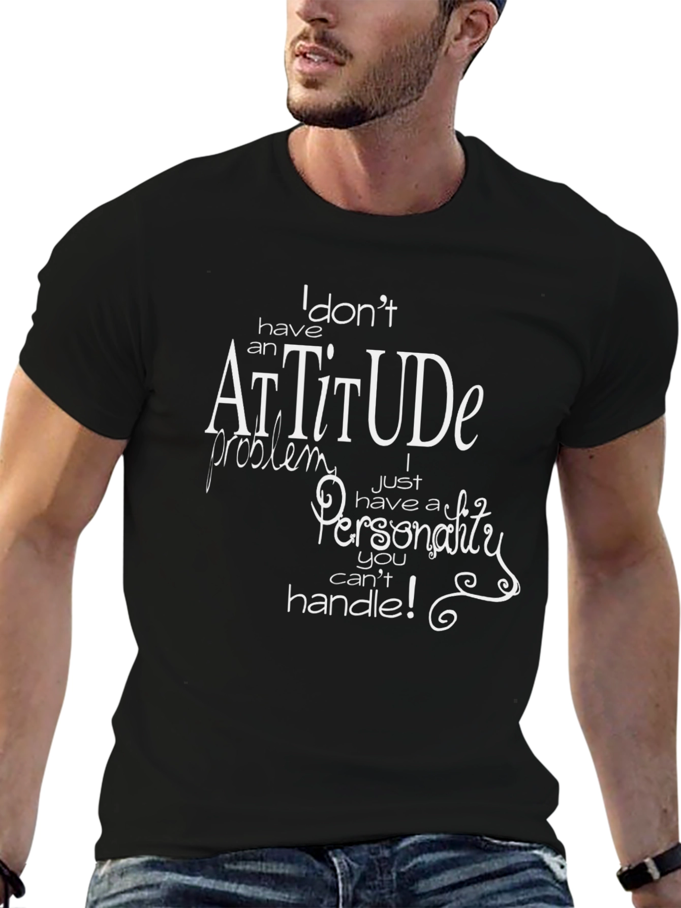 Attitude Personality Graphic T-Shirt - Black