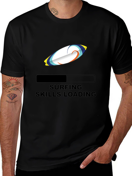 Surfing Skills Loading T-Shirt - Black Surf Tee