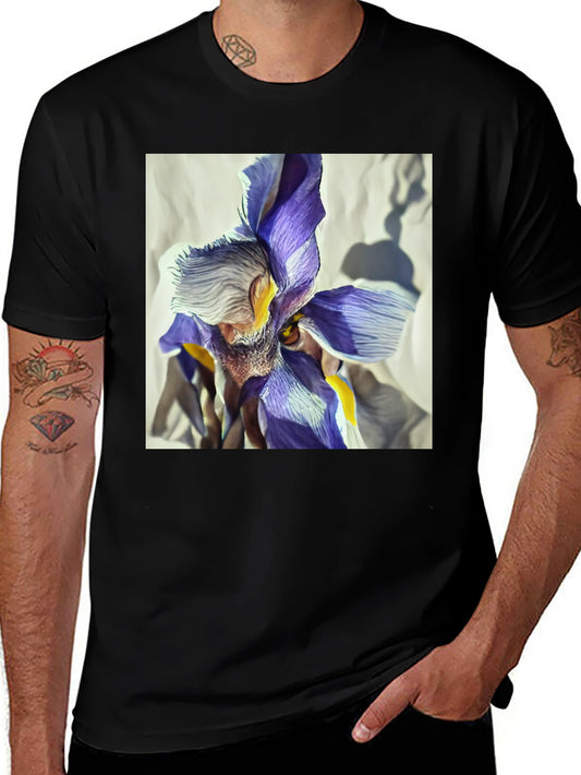 Floral Iris Graphic Black T-Shirt