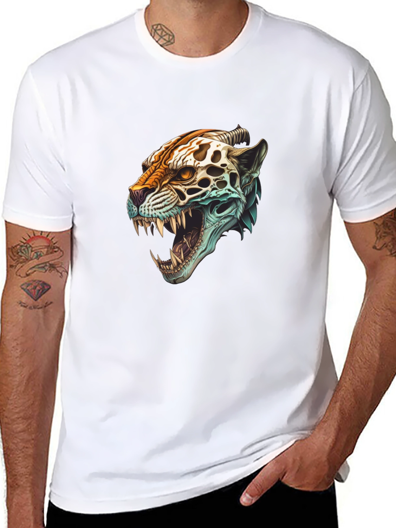 Jaguar Skull Graphic Print T-Shirt