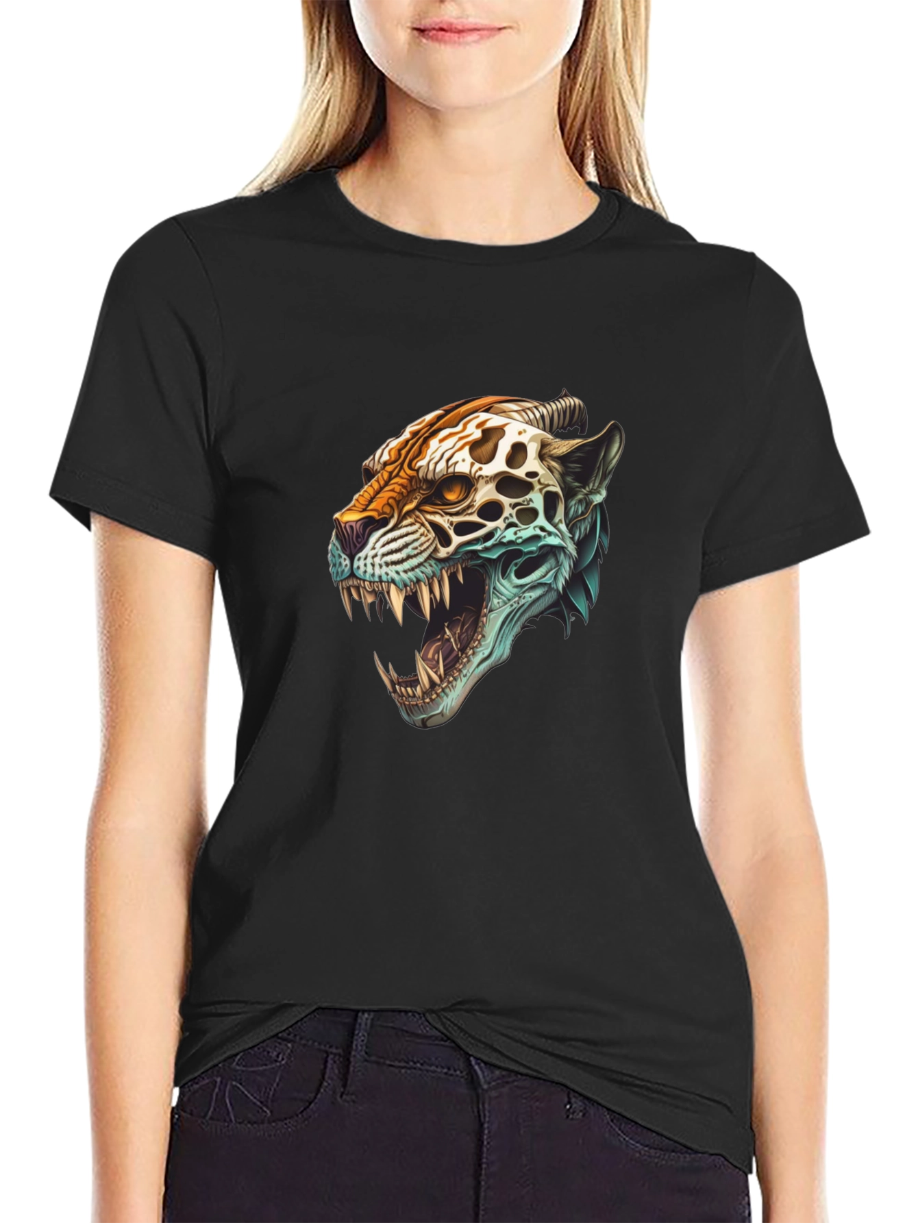 Jaguar Skull Graphic Print T-Shirt