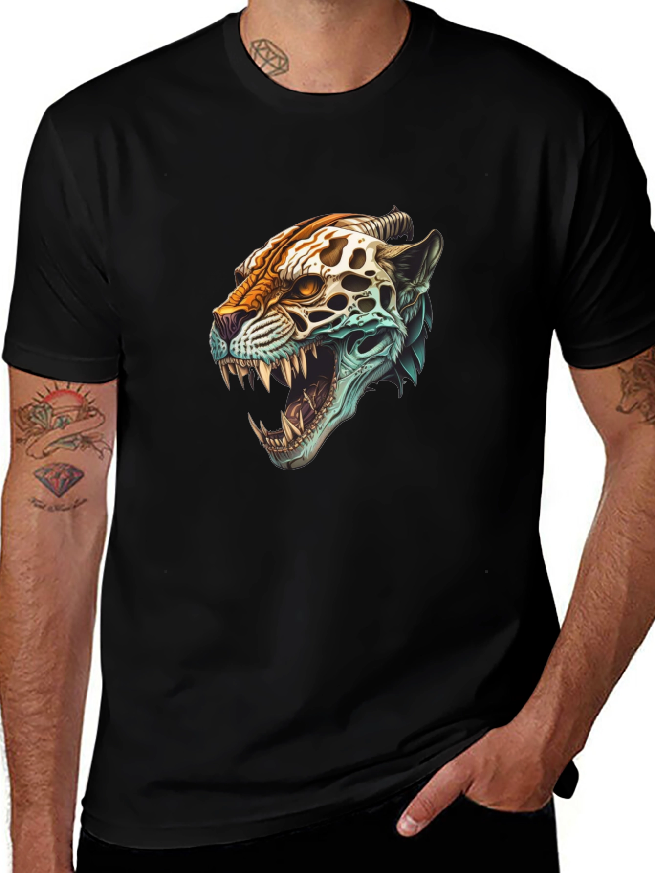 Jaguar Skull Graphic Print T-Shirt