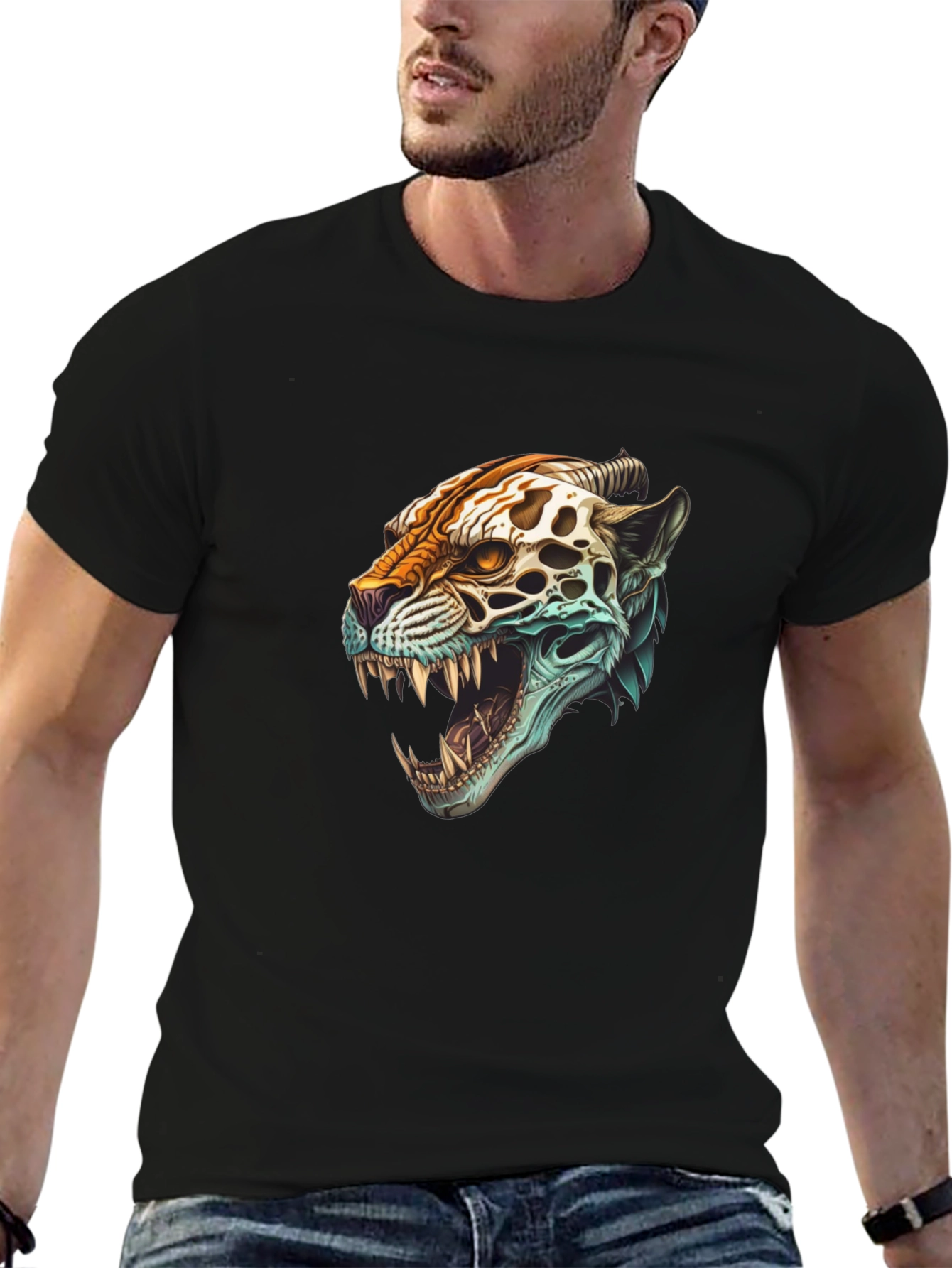 Jaguar Skull Graphic Print T-Shirt