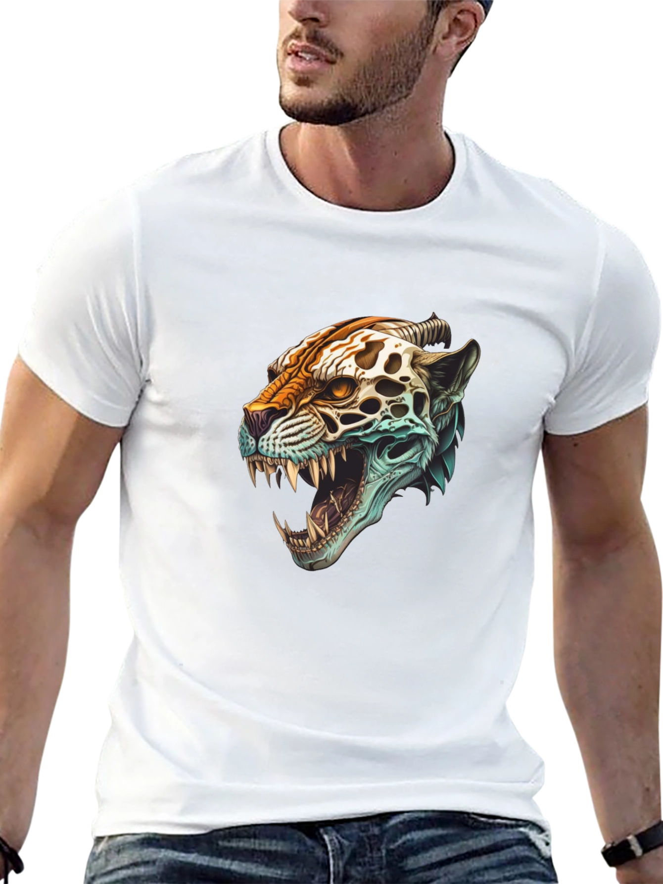 Jaguar Skull Graphic Print T-Shirt
